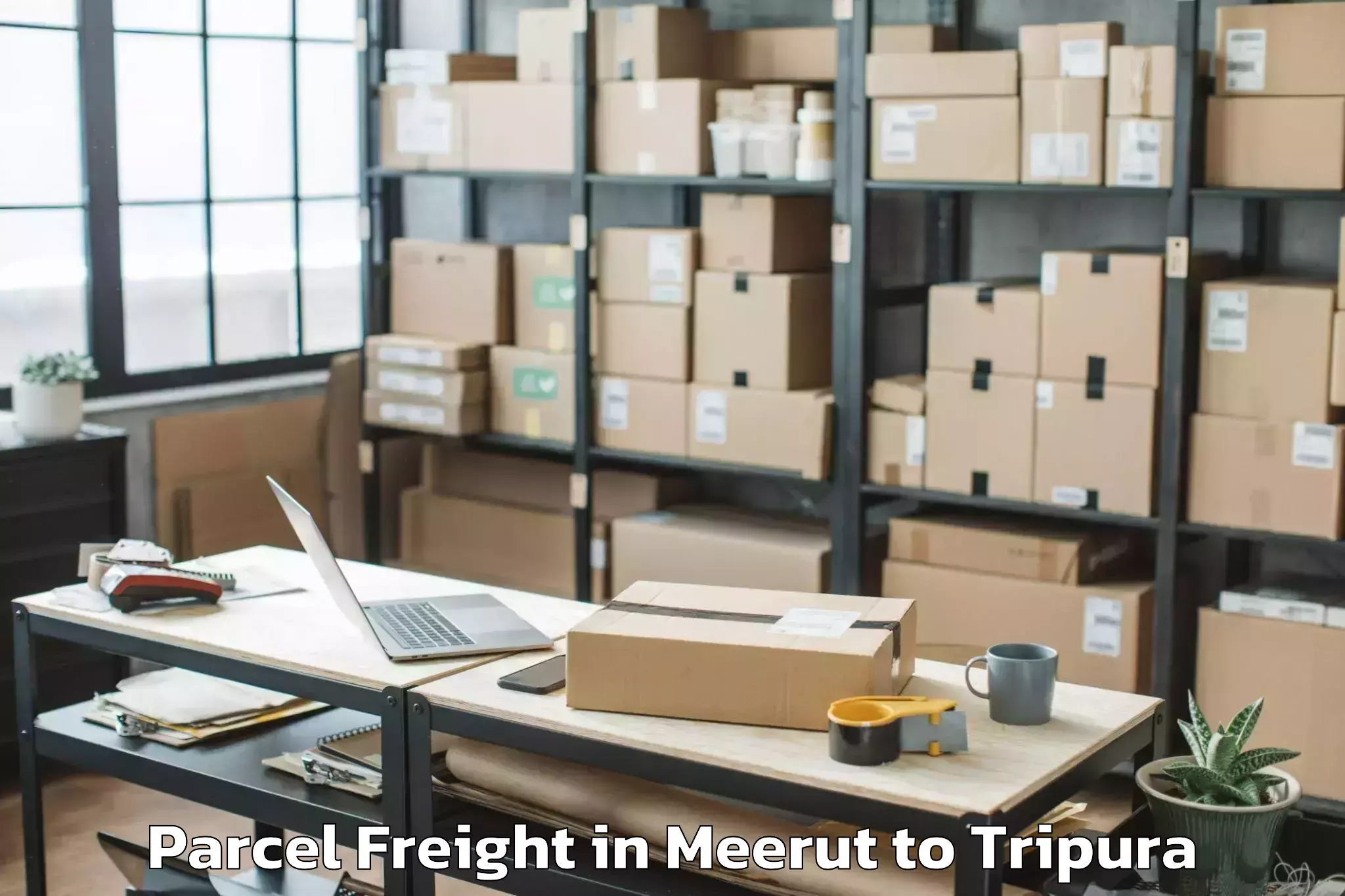 Easy Meerut to Santirbazar Parcel Freight Booking